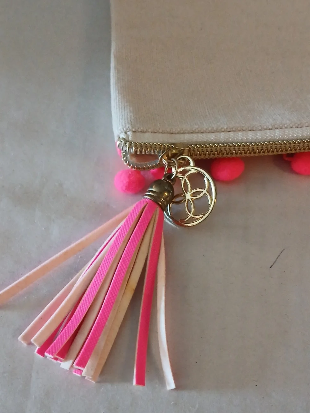 GLAM Canvas Makeup Bag with Pink Pom Trim